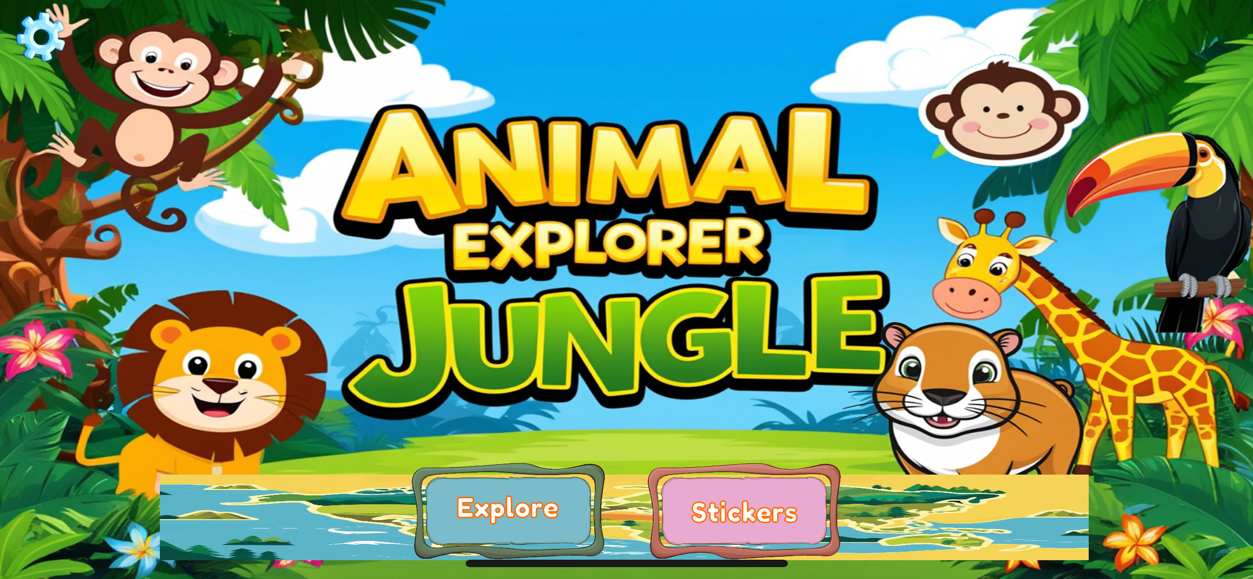 Explorer Cat and Coati in Jungle